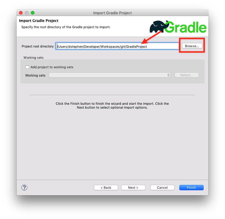 Select the GradleProject directory